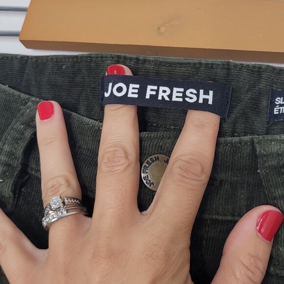 Joe Fresh Green Cotton Blend Mid Rise Slim Corduroy Straight Leg Jean Size 25 - Picture 10 of 16